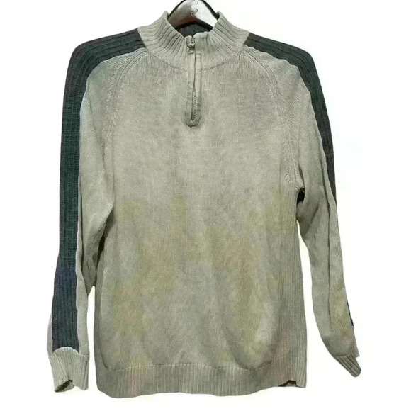 American Rag 1/4 Quarter Zip Knit Sweater Men's L Long Sleeve Light Tan - Picture 1 of 5
